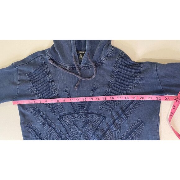 Vtg Y2K Forever 21 Womens Distressed Cropped Hoodie Size S Grunge Indie Punk 90s - Picture 6 of 13